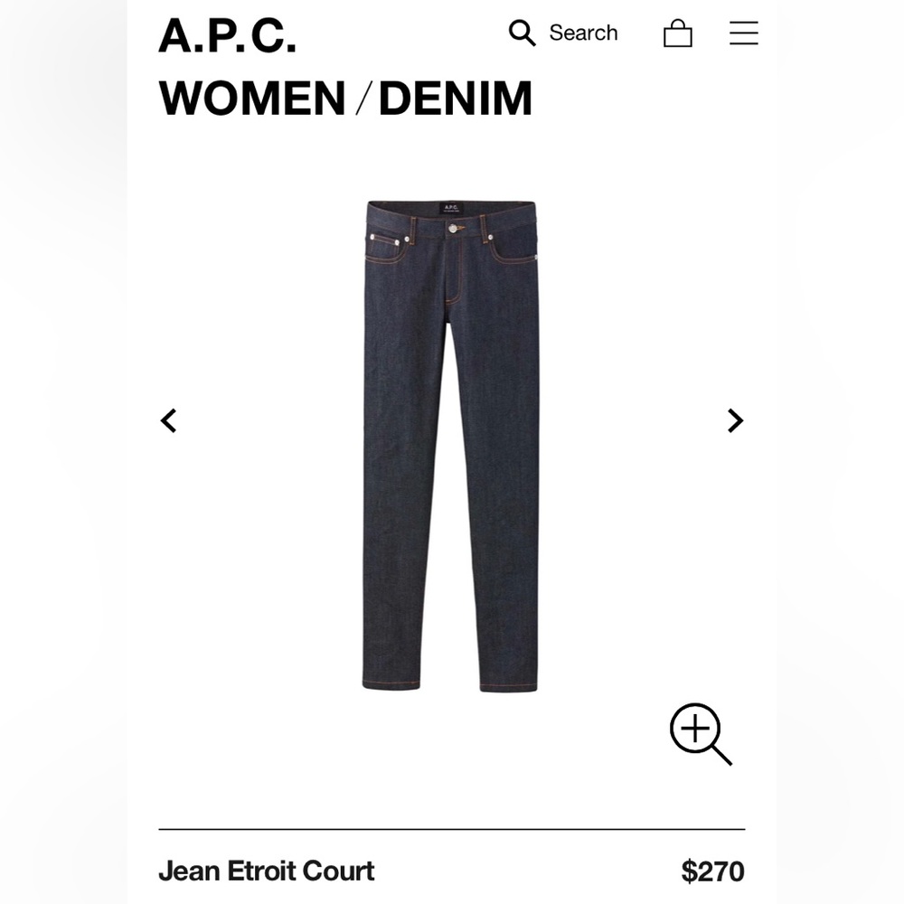 A.P.C. Jean Etroit Court Size 27